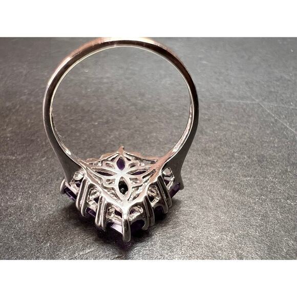 Amethyst sterling silver cluster ring size 7 - Picture 6 of 16